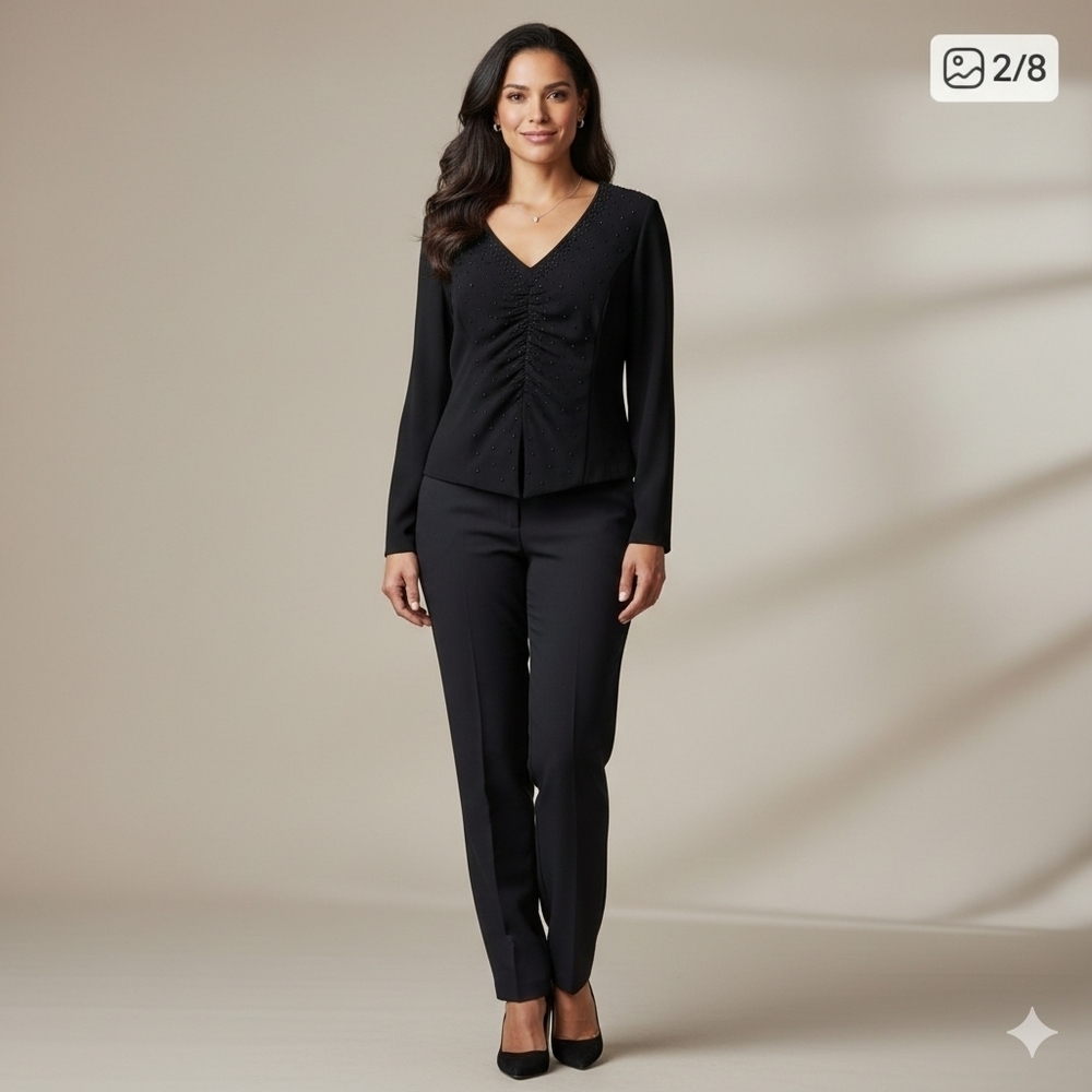 Black Asymmetrical Fitted Long Sleeve Blouse